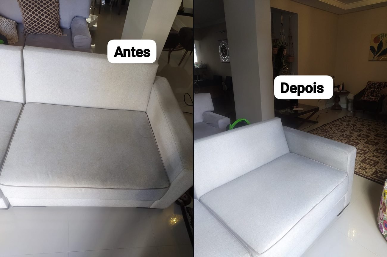 Estofado antes e depois da higienização — R20