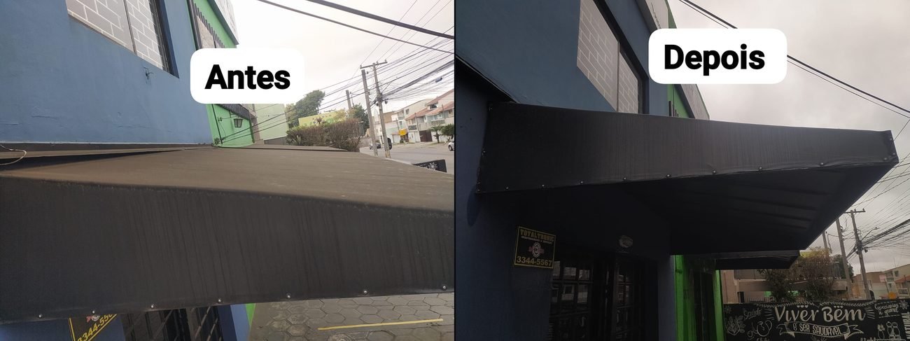 Limpeza e restauração de fachada em ACM em Curitiba — antes e depois